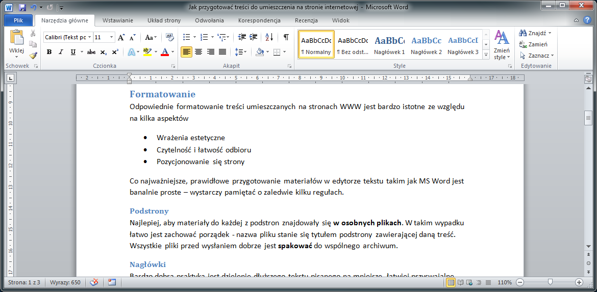 Jak przygotować treści do umieszczenia na stronie internetowej?